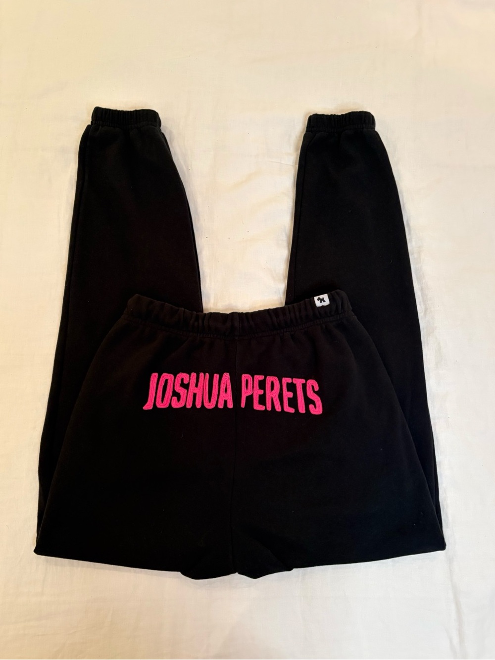 Black Joggers with Pink 'Joshua Perets' Back Detail